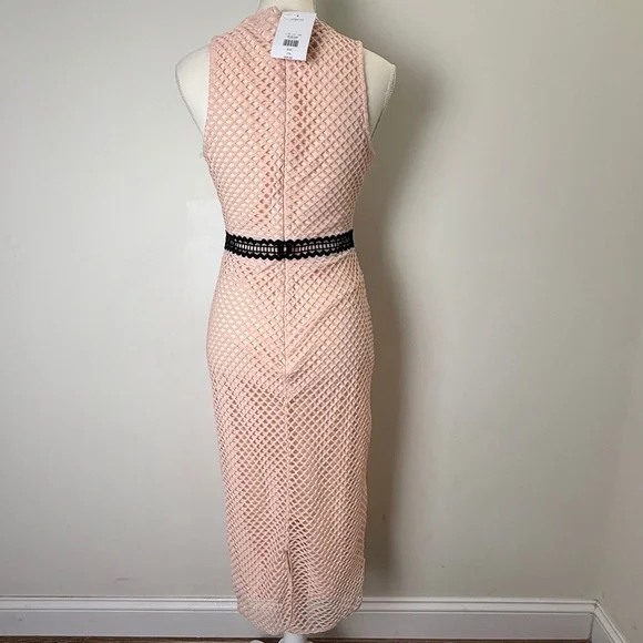 TopShop Geo Lace Midi Dress, Pink/Black, Fitted, NWT Size 6, Sleeveless - Picture 15 of 15